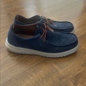 Hey Dude Stowe Navy Suede Slip On Shoes Men’s Casual Loafers